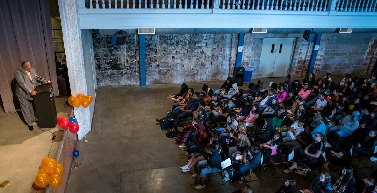 Anthony Ray Hinton and crowd during his speech